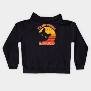 Vintage Sunset with Cat Silhouette and Pun Text Kids Hoodie